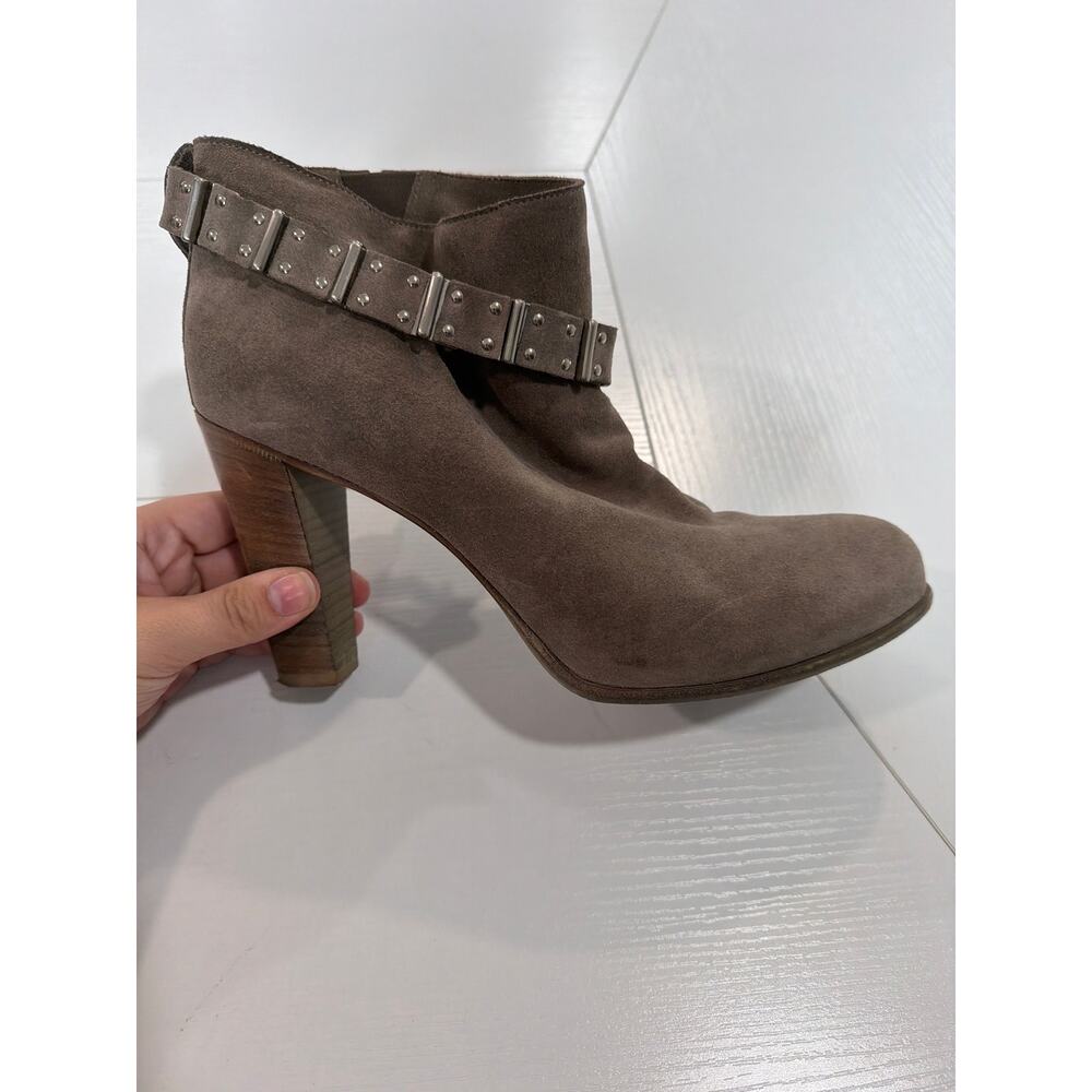 Sartore Paris Suede Buckle Heeled Boots Gray Taupe Size 41 - Picture 3 of 10